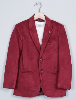 Red suede blazer for little boys