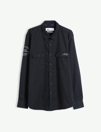 Relay full sleeves cotton black shirt