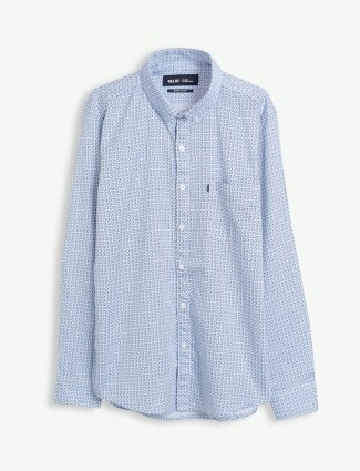 Relay light blue cotton printed shirt