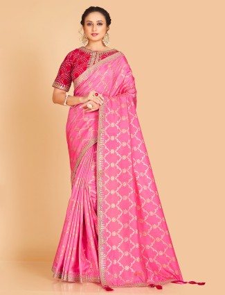 Rich pink dola silk saree