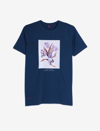 RIVER BLUE blue printed cotton t-shirt
