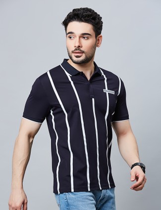 River Blue navy cotton stripe t-shirt 