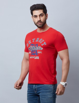 River Blue printed red t shirt for casual