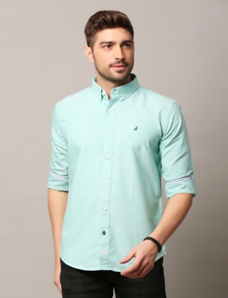 River Blue sea green plain casual shirt