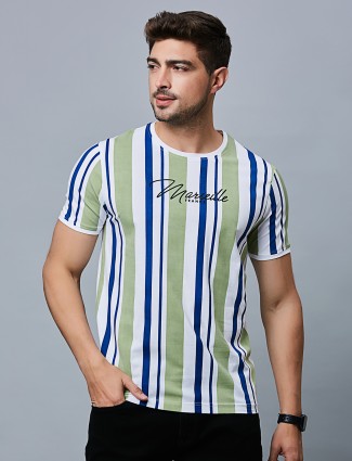 River Blue white and green stripe t-shirt