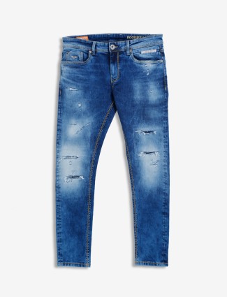 Rookies blue washed and ripped jeans