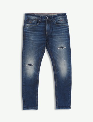 Rookies dark blue washed and ripped jeans
