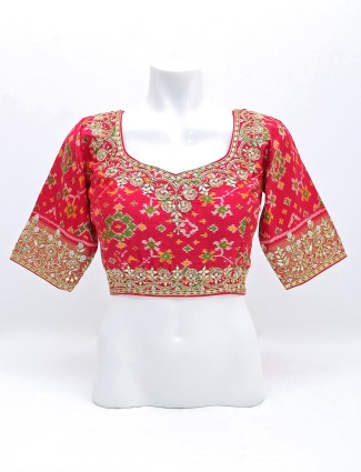 Royal hot pink patola silk blouse for women