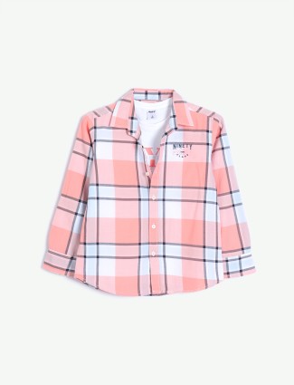 Ruff checks peach cotton shirt