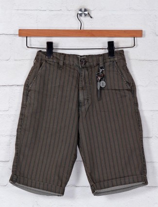 Ruff cotton olive stripe pattern boys shorts