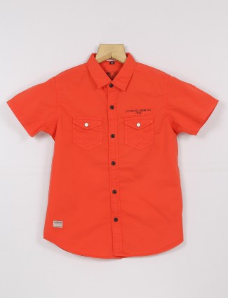 Ruff cotton orange plain shirt