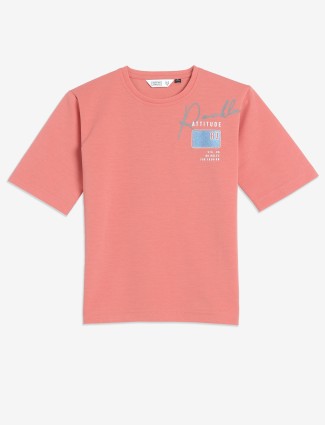 RUFF cotton peach printed t-shirt