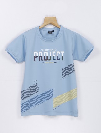 Ruff light blue printed t shirt