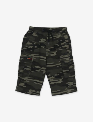 Ruff olive military printed shorts