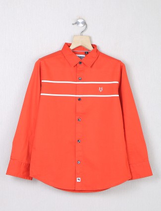 Ruff orange casual wear printed shirt
