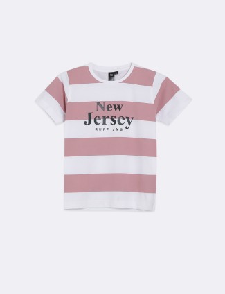 Ruff white and pink stripe t shirt