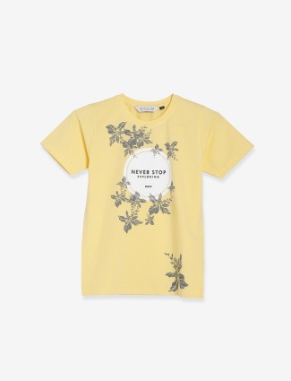 Ruff yellow printed cotton t shirt