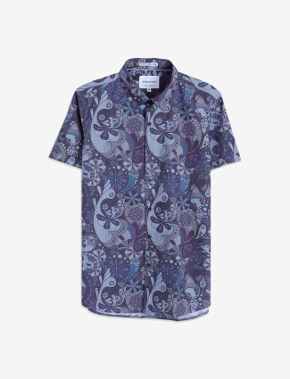 Scratch purple and grey printed shirt