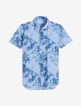 Scratch sky blue printed cotton shirt