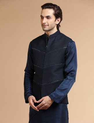 Silk navy wedding waistcoat set