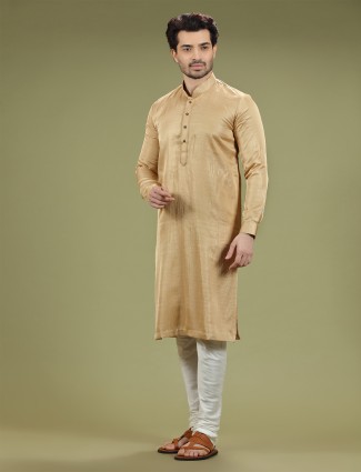 Silk plain gold kurta suit
