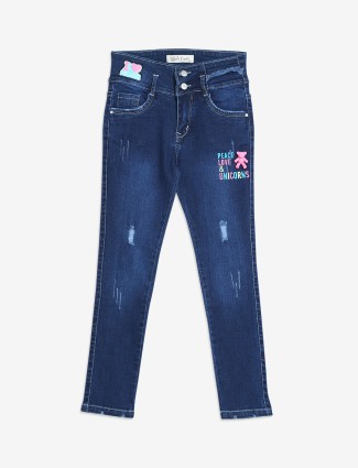 Silver Cross washed and ripped navy jeans