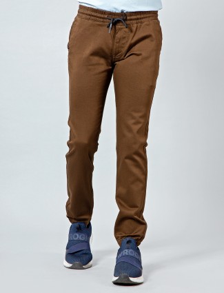 Sixth Element brown cotton fabric track pant