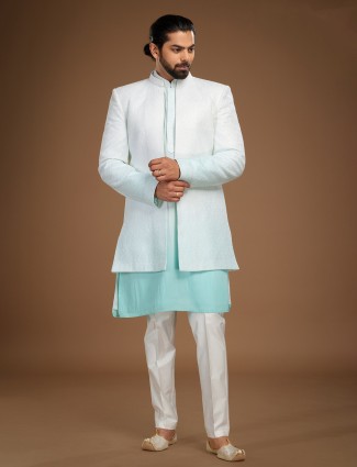 Sky blue and white shaded indowestern