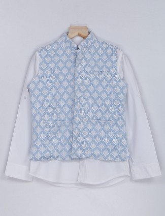 Sky blue silk waistcoat with shirt