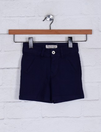 Solid navy cotton girls shorts
