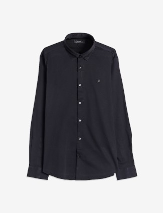 Spykar black plain cotton shirt