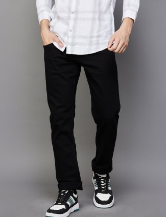 SPYKAR black solid regular fit jeans