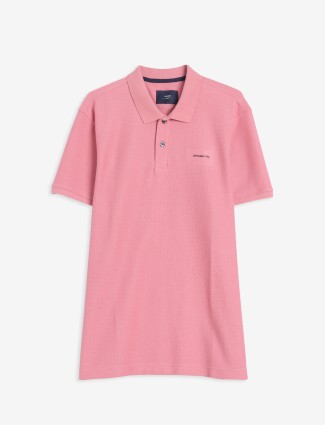 Spykar cotton pink polo t-shirt