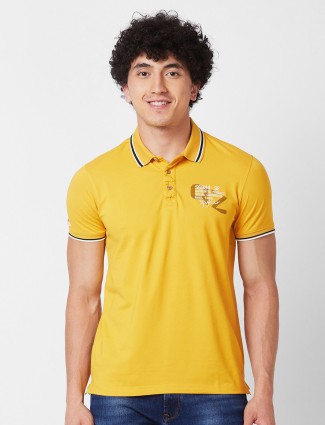 SPYKAR cotton yellow polo t-shirt