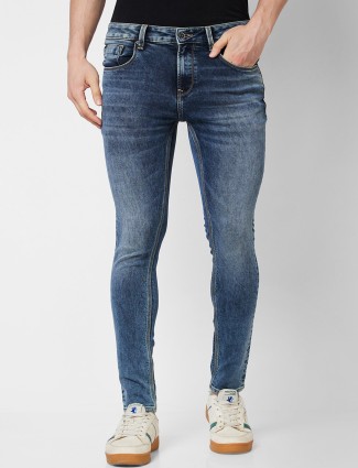 SPYKAR dark blue washed super skinny fit jeans