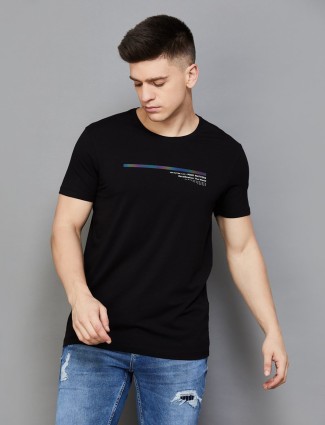 Spykar half sleeve black t-shirt
