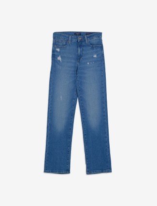 SPYKAR light blue mid-rise straight jeans