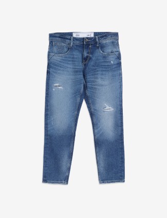 Spykar light blue ripped slim fit jeans