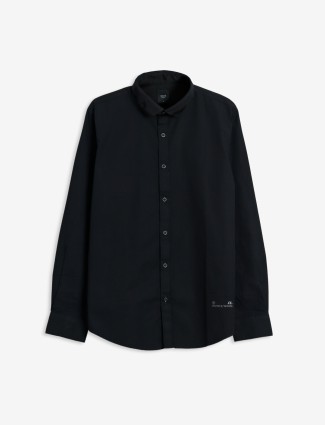Spykar plain black full sleeve shirt