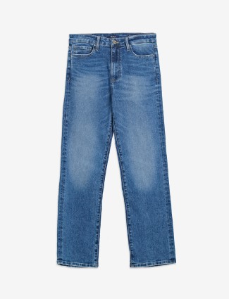 Spykar washed blue straight jeans
