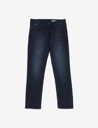Spykar washed dark blue denim jeans