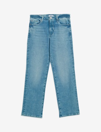 Spykar washed light blue straight jeans