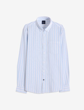 Spykar white stripe cotton shirt