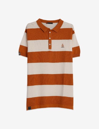Stride cream and rust orange cotton t-shirt