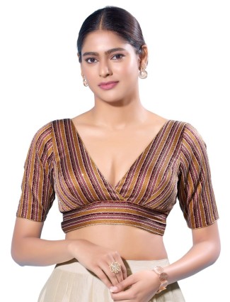 Stunning brown ready-made blouse