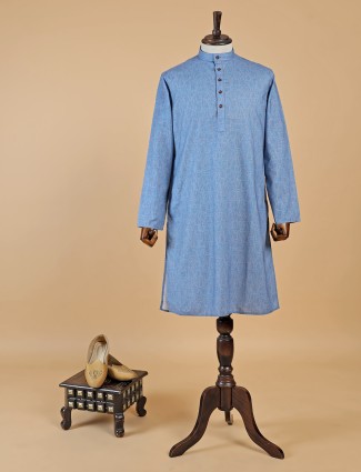 Stunning cotton blue printed kurta suit
