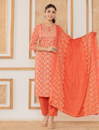Stunning cotton printed red kurti set