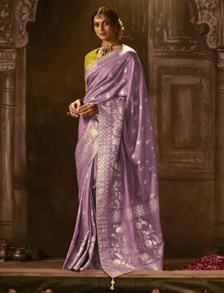 Stunning dola silk lilac purple saree