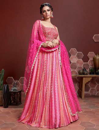 Stunning magenta designer georgette wedding wear lehenga choli