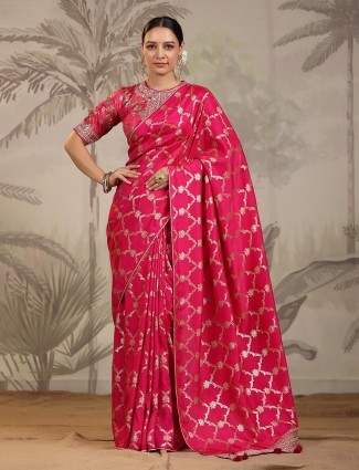 Stunning magenta dola silk saree